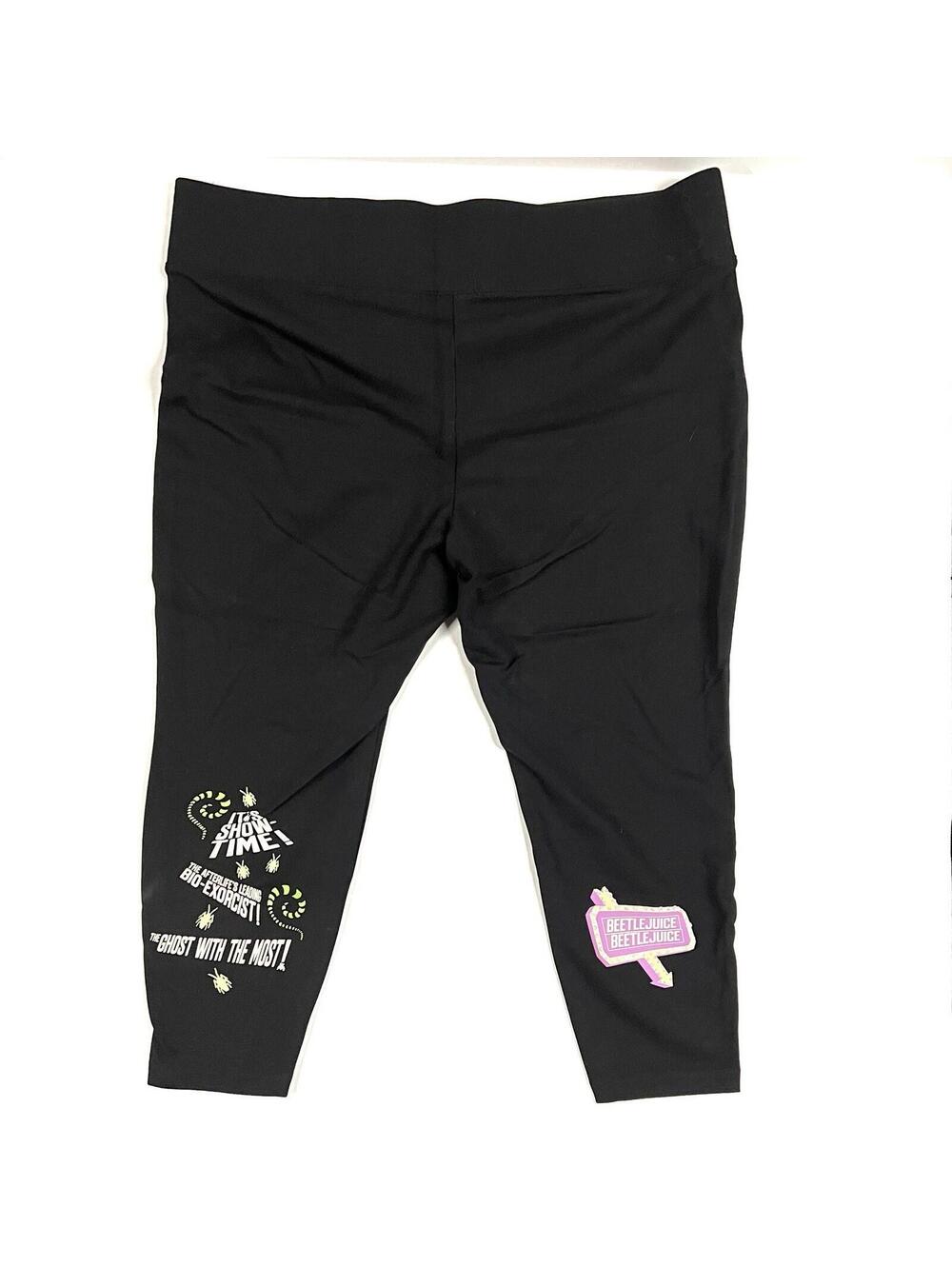 Beetlejuice Spandex Leggings Capri 3/4 Leg Pants Sz 3 ? Black Leg Accents READ